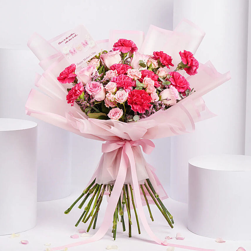 Carnations And Roses Bouquet For Mother: Flower Delivery Bahrain