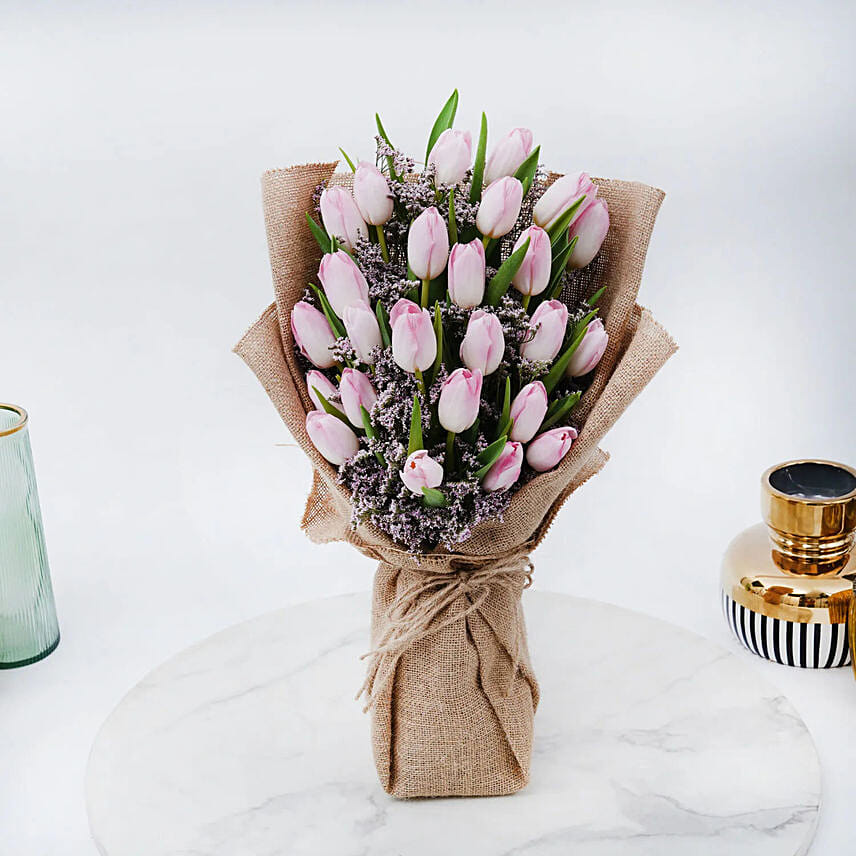 Blushing Pink Tulips: Send Gifts to Bahrain