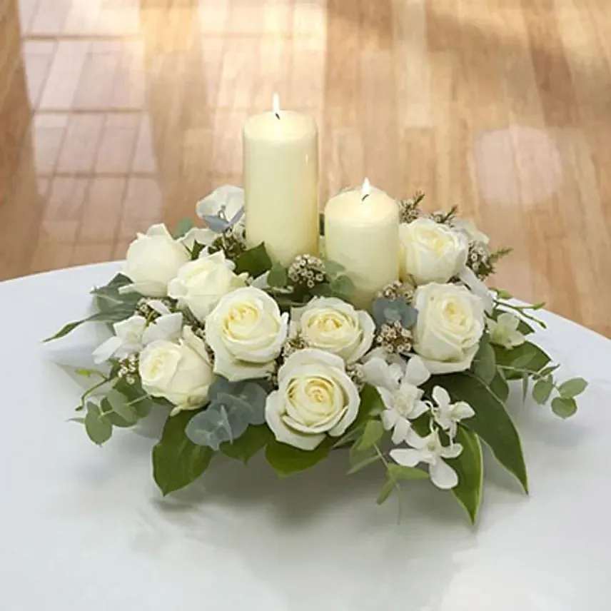 Center Table Arrangement: White Flowers Bouquet