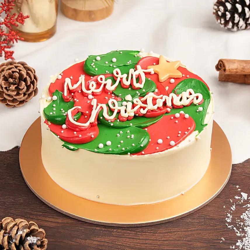 Merry and Bright Christmas Cake: 