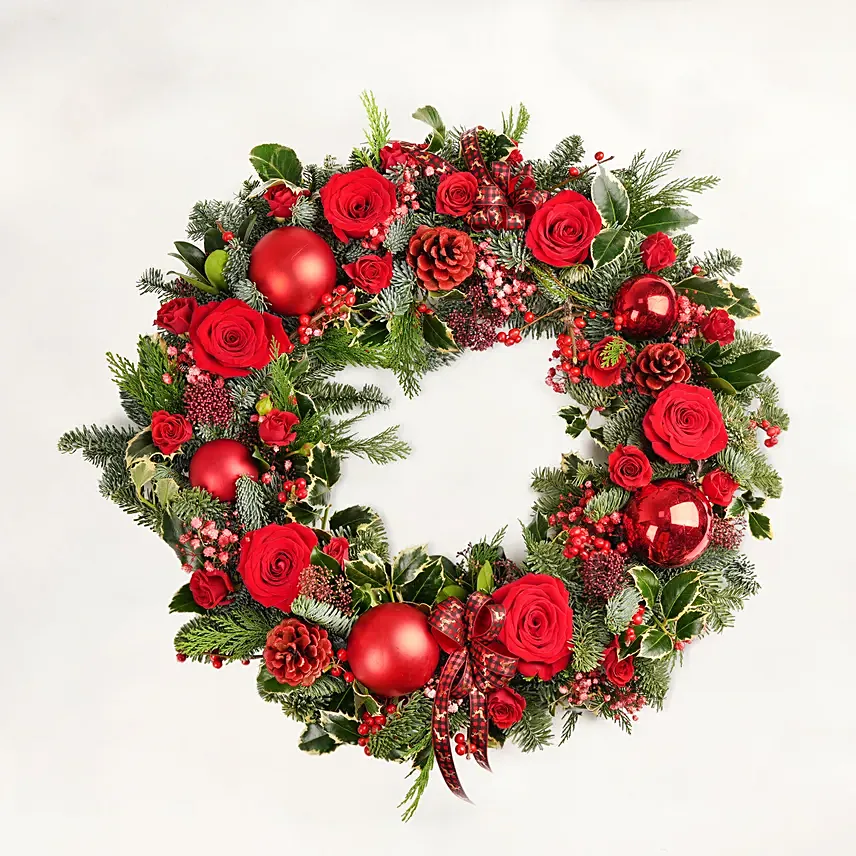 Festive Red Wreath: Christmas Wreath Dubai