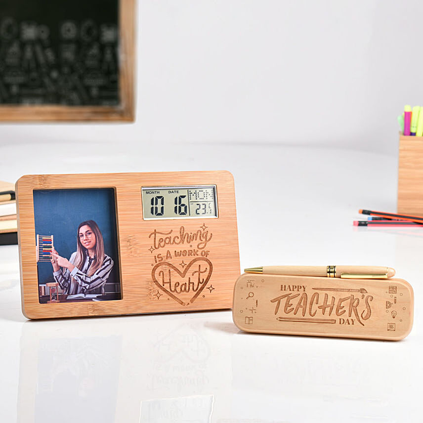 Personalised Digital Clock and Pen With Box For Teachers: Teachers Day Gifts 