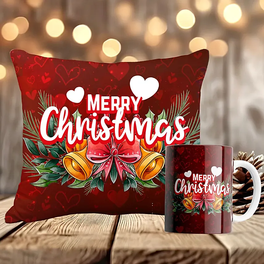 Holly Christmas Wishes Cushion And Mug: Personalised Mugs Dubai