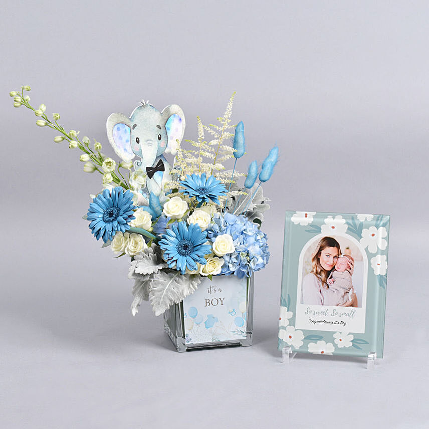 Its a Boy Flowers And Photo Frame: 