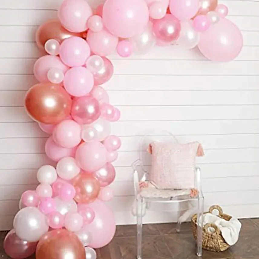 Organic Balloon Arch Pink Coloured: Helium Balloons Delivery