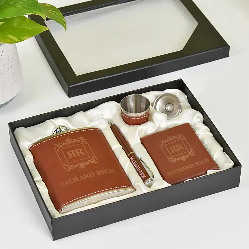 Personalised Hip Flask Gift Set: Personalised Combos