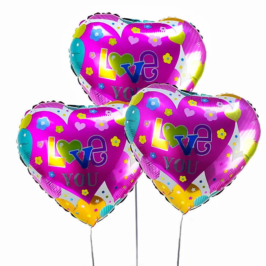 Pink I love You Balloons: Helium Balloons Delivery