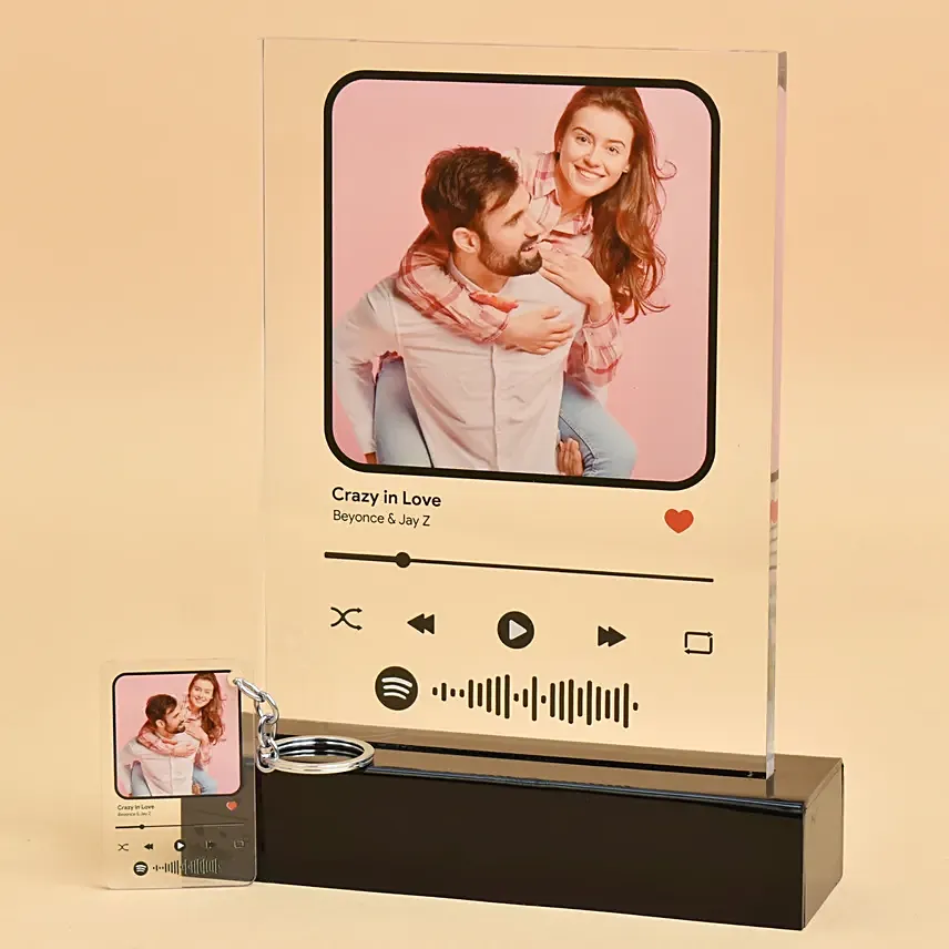 Spotify Personalised Led Lamp With Keychain: Personalised Gifts for Anniversary