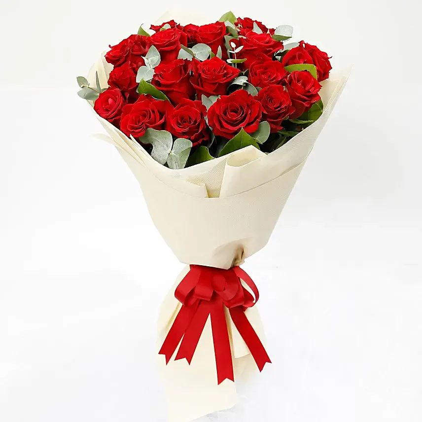 Timeless 20 Red Roses Bouquet: Anniversary Flowers to Ajman