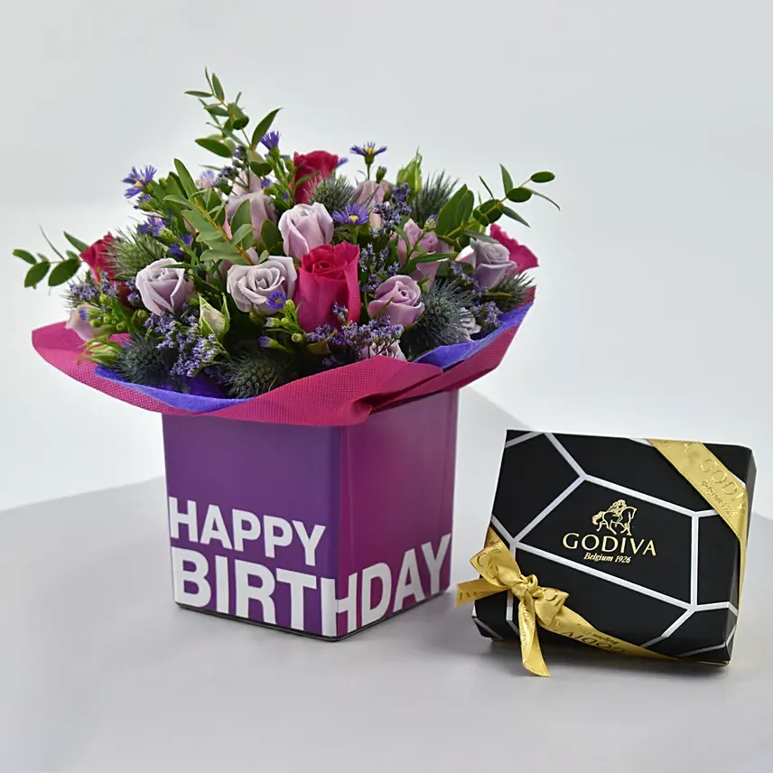 Vibrant Flowers and Godiva Chocolates For Birthday:  Chocolates for Her