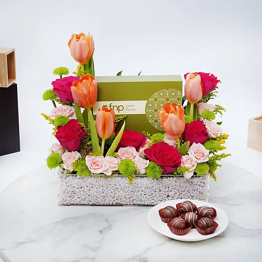 Beautiful Flowers with Chocolate Box: Thank You Flowers 
