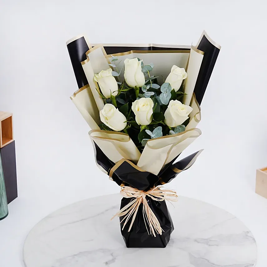 Bouquet Of White Roses: Birthday Flowers to Ras Al Khaimah
