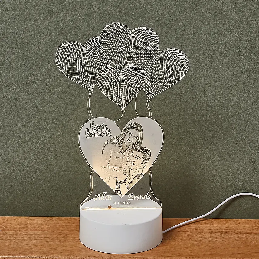 Celebrating Love Personalised LED Lamp: Anniversary Gifts