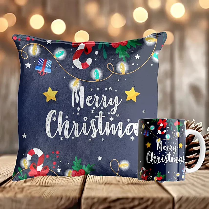 Christmas Lights Cushion And Mug: Personalised Cushions