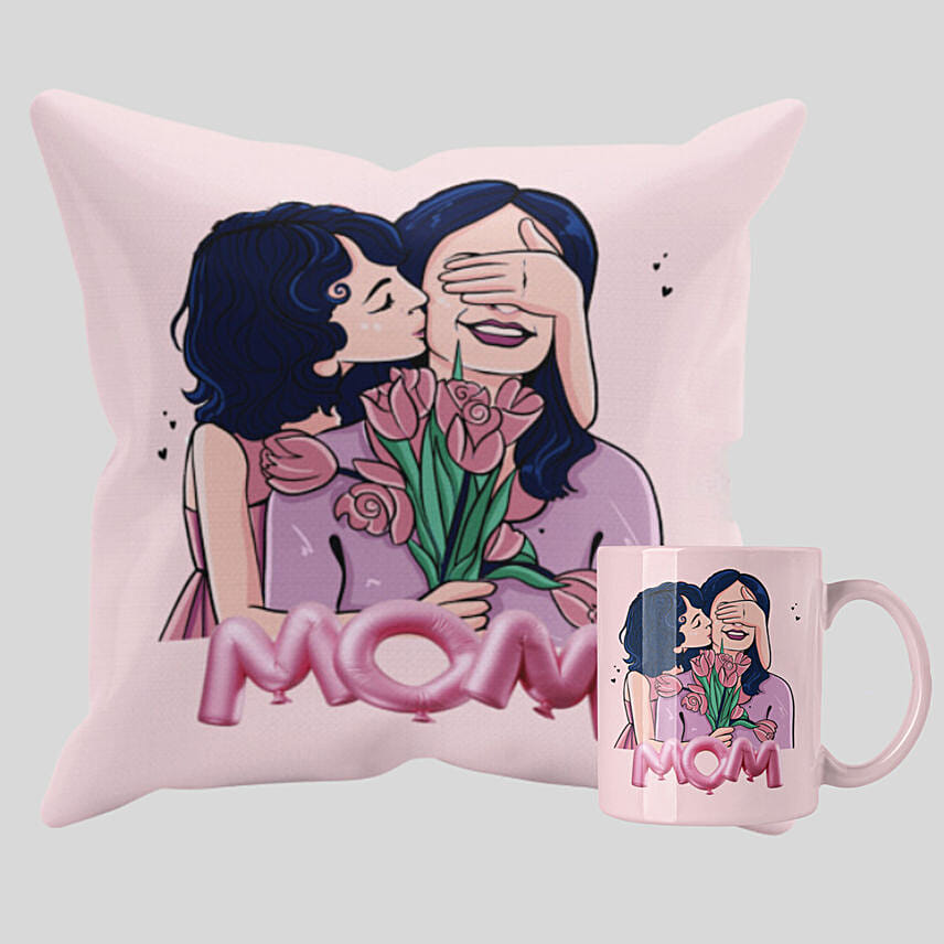 Mothers Day Pink Mug And Cushion Combo: Mothers Day Mugs