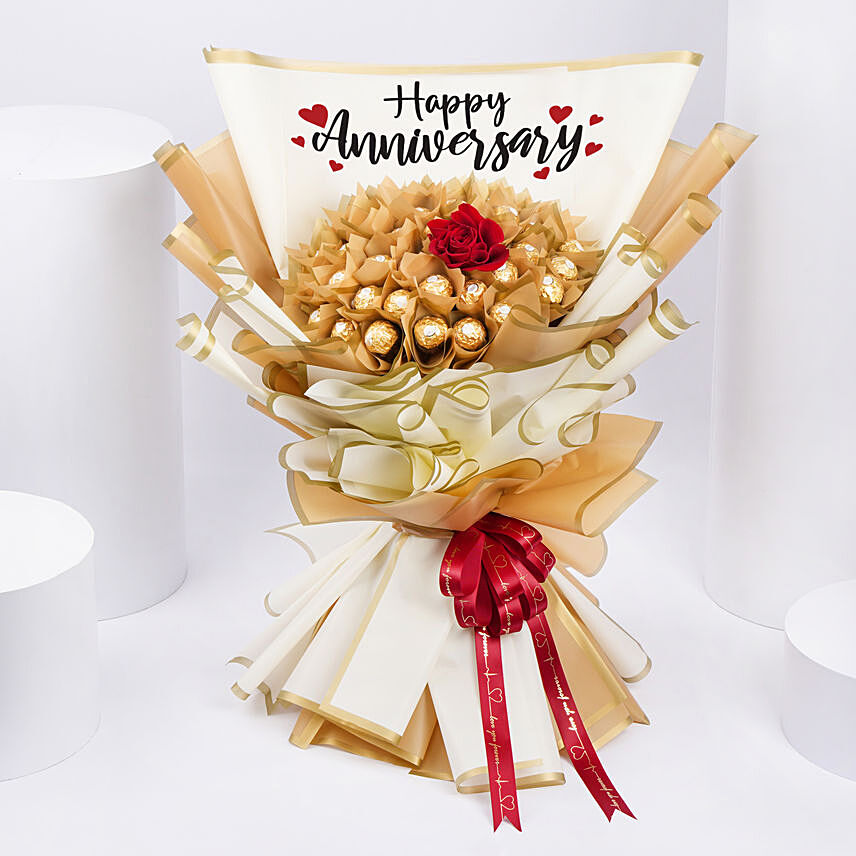 Anniversary Rocher Bouquet: Anniversary Flowers and Chocolates
