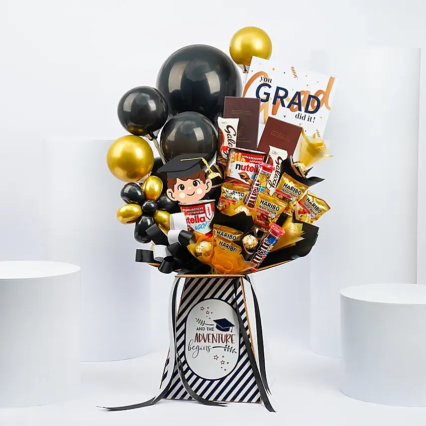 Graduation Congrats For Boys With Chocolates And Balloons: Graduation Gifts