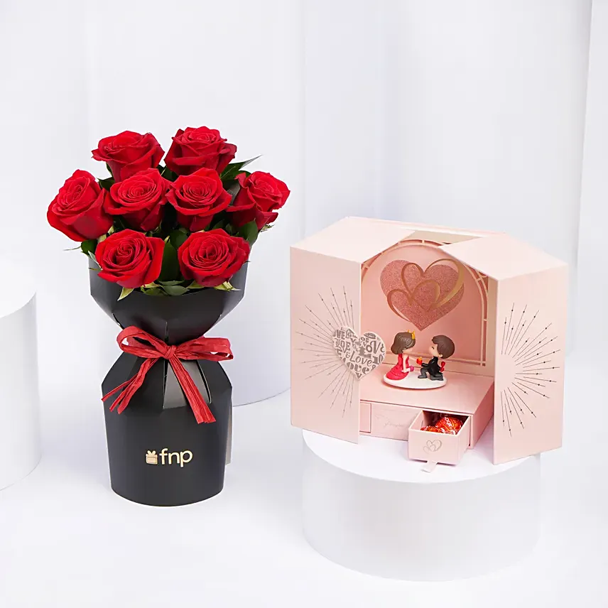 Red Roses and Dancing Couple Box: 