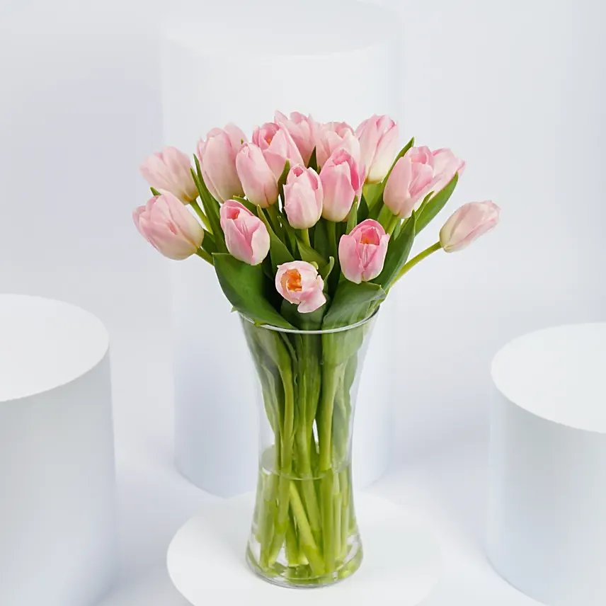 Pink Tulips Arrangement: Breast Cancer Awareness Gifts