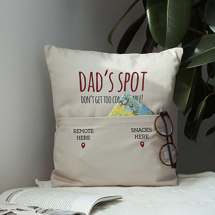 Dads Spot White Cushion With Pockets: Personalised Cushions