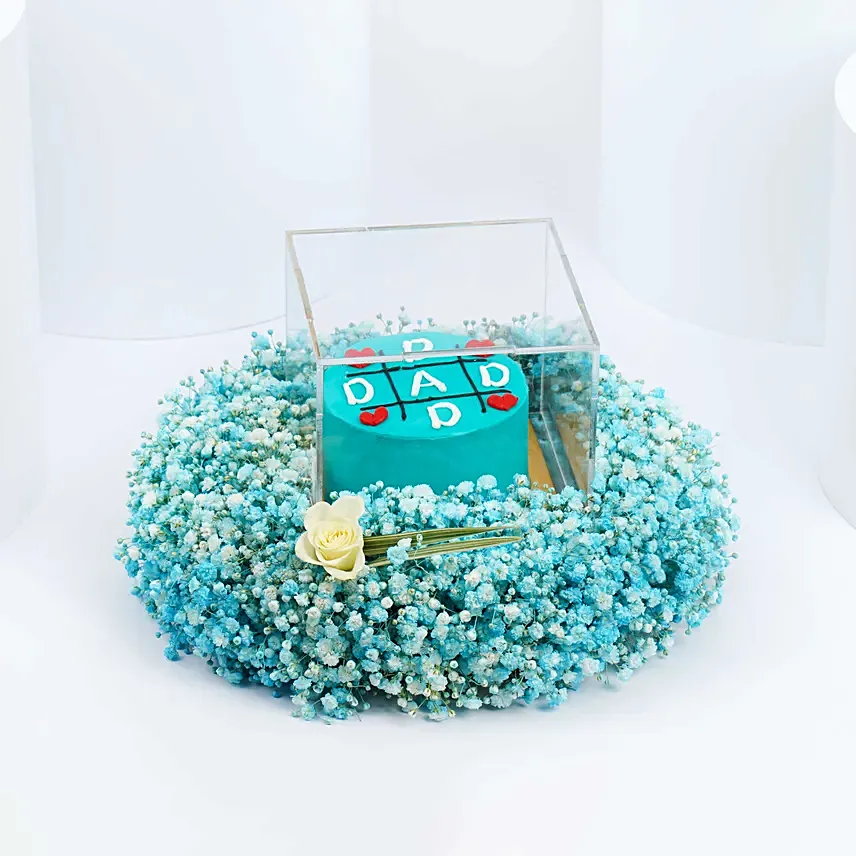 Love You Dad Cake And Flower Tray: Fathers Day Gift Combo