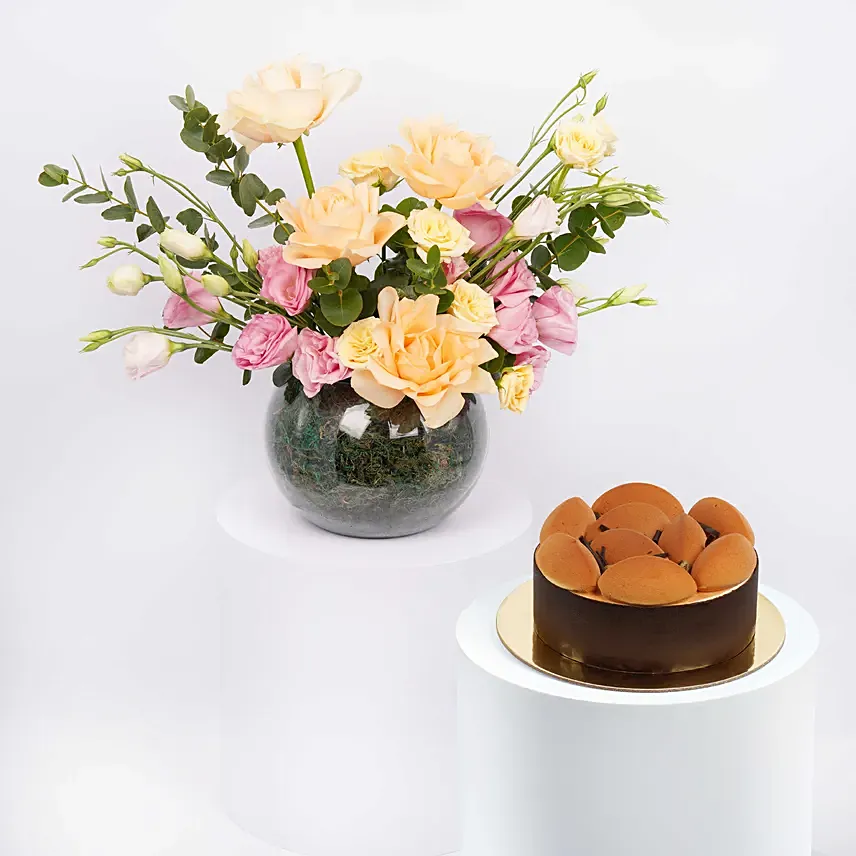 Mix Flowers and Tiramisu Cake Combo: Birthday Flowers & Cakes