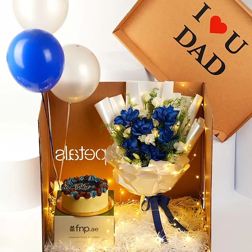 Love You Dad Surprise Box: Fathers Day Flowers & Cakes