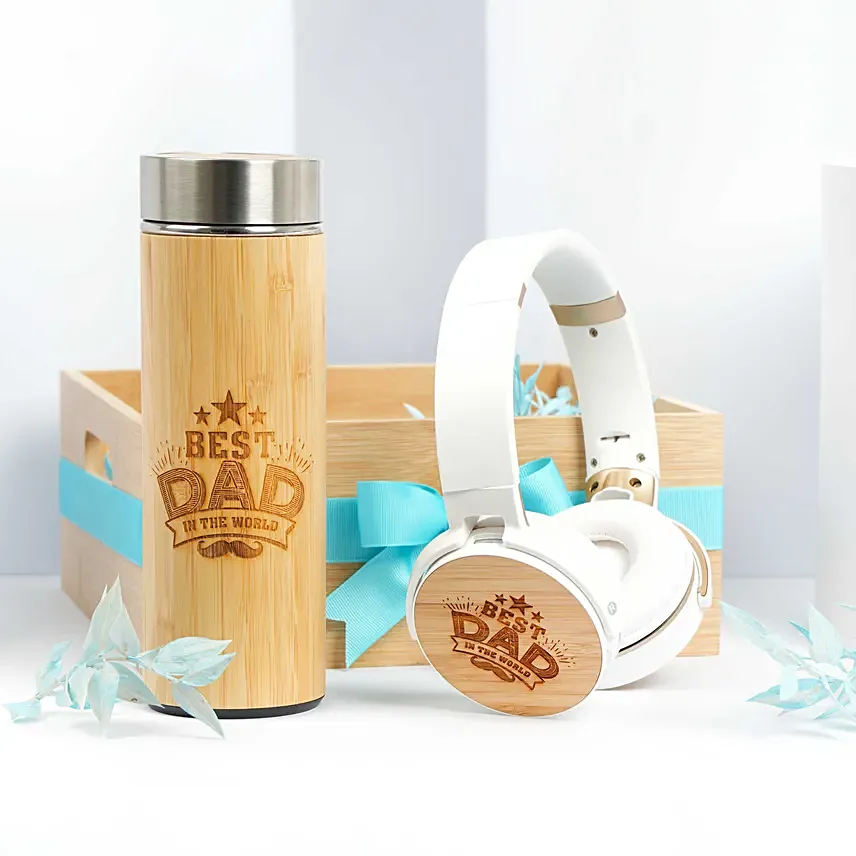 Bamboo Bottle and Headphone for Dad: Personalized Father's Day Gifts