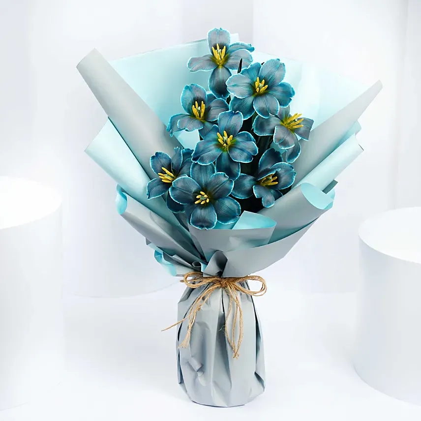 Majestic Blue Tulips Bouquet: Flowers Delivery Fujairah