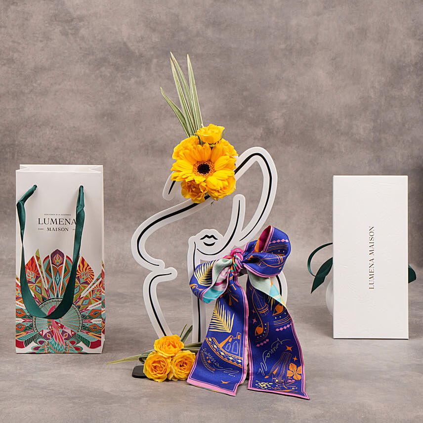 Lumena Maison 100% Silk Scarf with Flowers: Lumena Maison Gifts