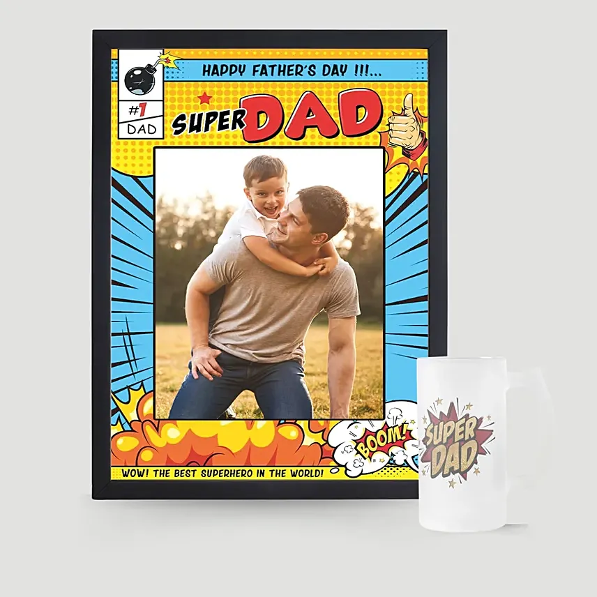Joyous Moment with Dad Photo Frame and Frosted Mug: Custom Father's Day Gifts