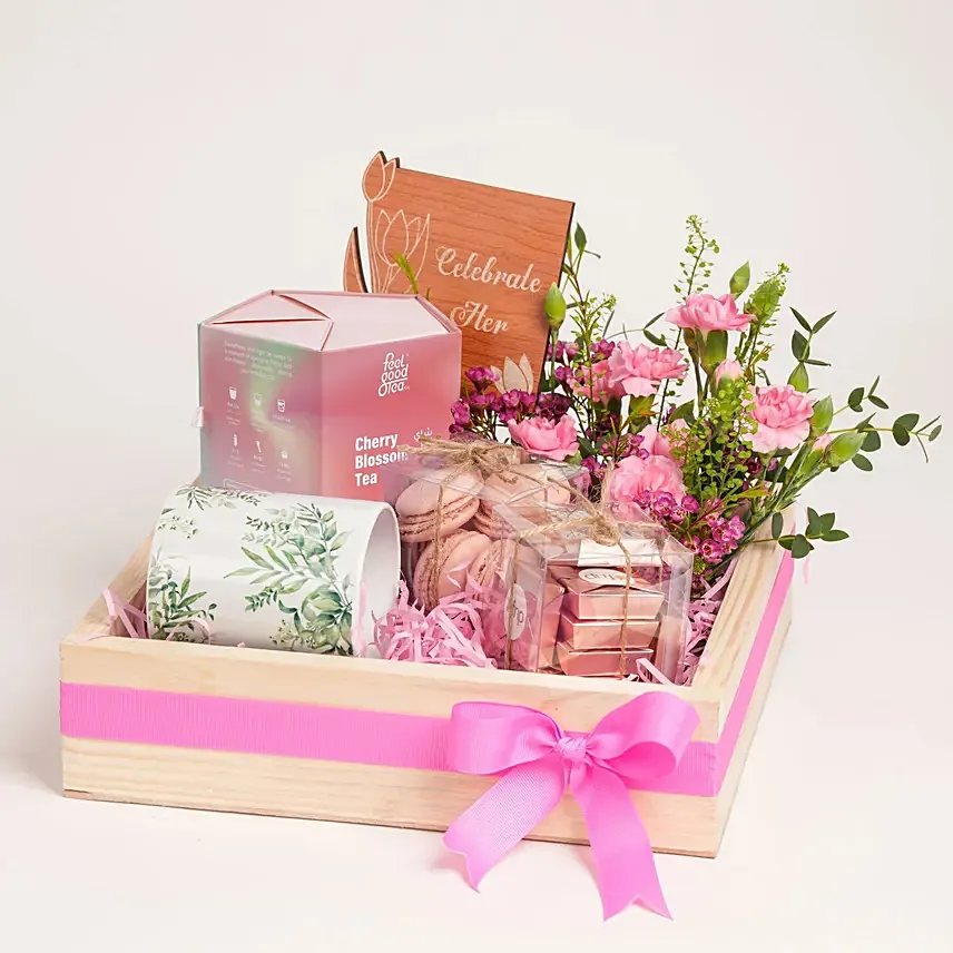 Celebrate Her Pink Gift Tray: Anniversary Hampers