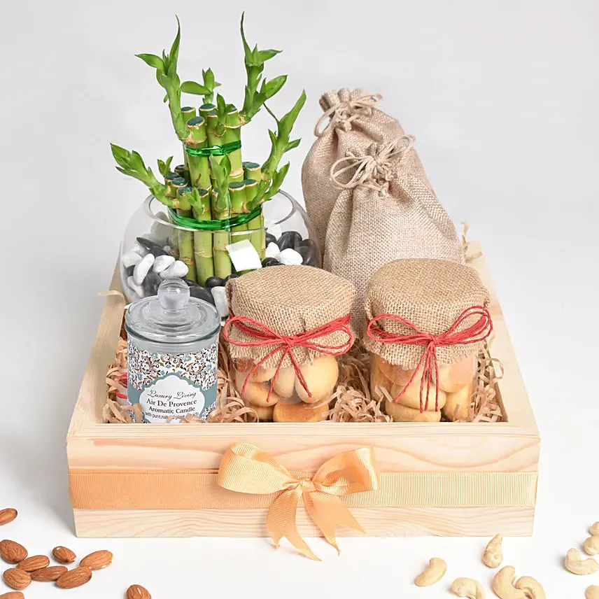 Snack Treat with Bamboo: Dry fruit Hampers for Mothers Day