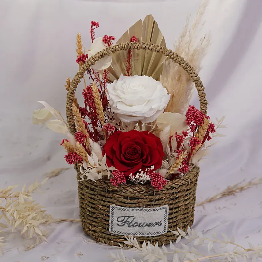 Basket of Forever Flower Beauty: Dried Flower Bouquet