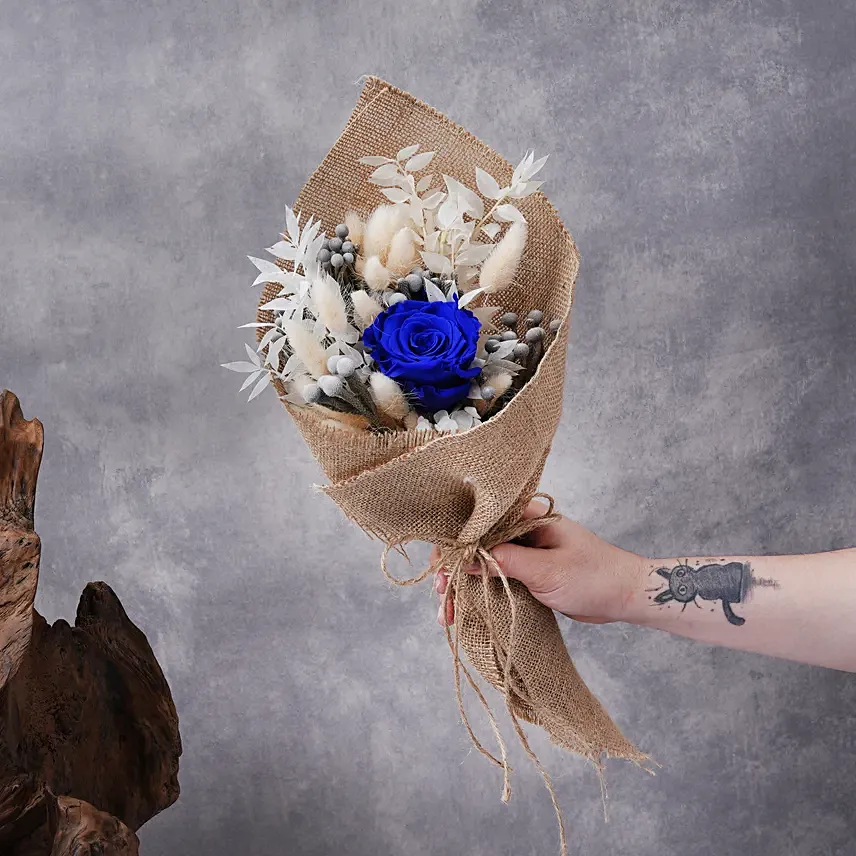 Blue Forever Rose Bouquet: Dried Flower Bouquet