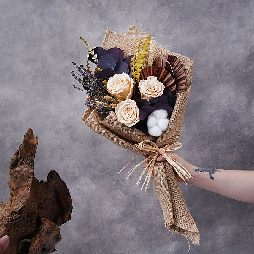 Crimdry and Forever Flowers Bouquet: Artificial Flowers 