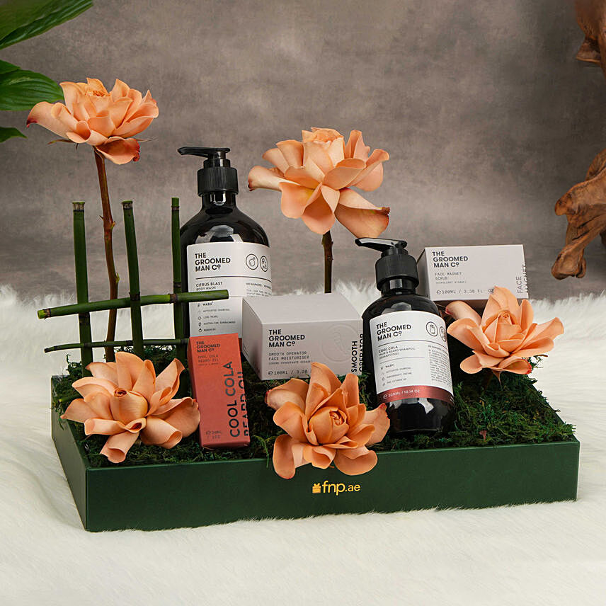 Complete Care Gift for Men with Flowers: The Groomed Man Co Gifts