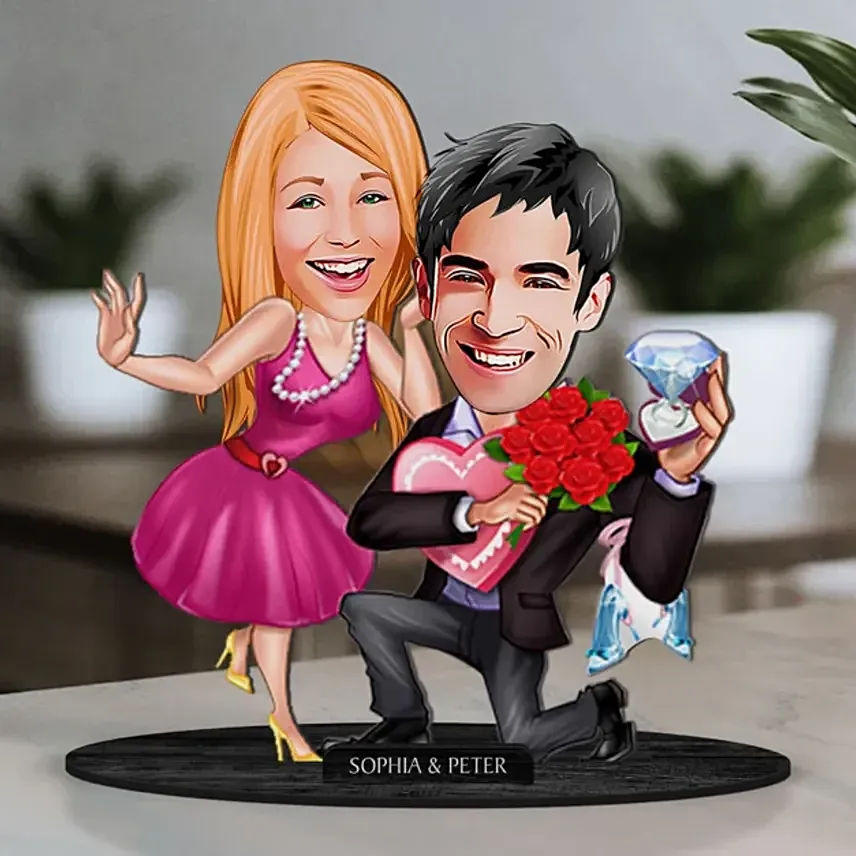 Engagement Caricature Art for Couples: Personalised Caricatures