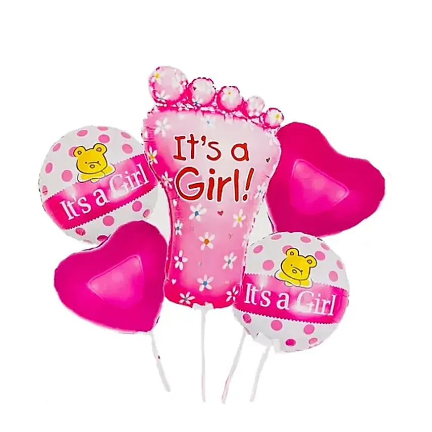 It's A Girl Foil Balloon Bouquet: 
