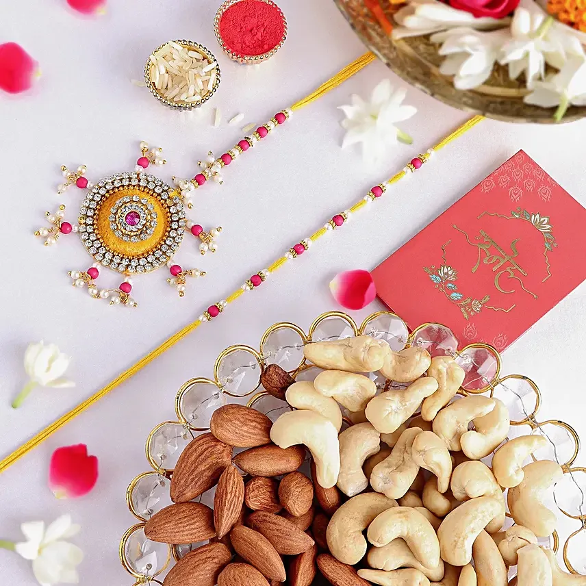 Bhaiya Bhabhi Beads Rakhi Set N Nutty Treasures:  Rakhi Delivery