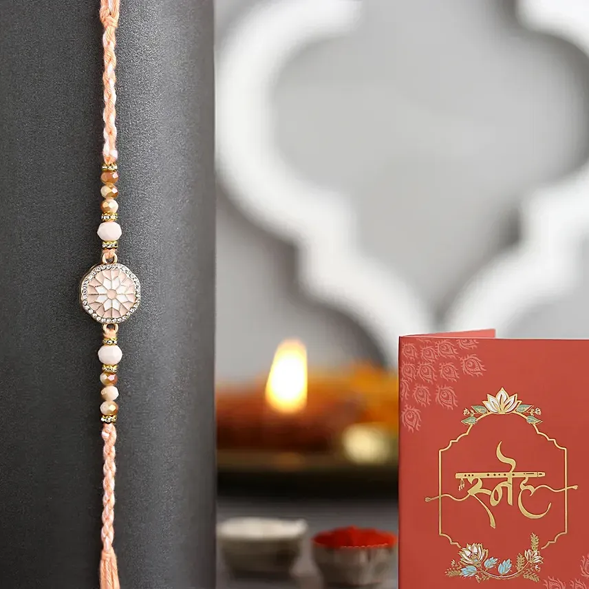 Rosy American Diamond Rakhi: Rakhi 