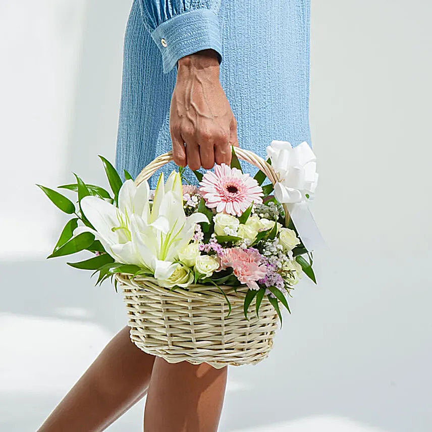 Basket Arrangement Of Gorgeous Flowers: Womens Day Flowers to Ajman