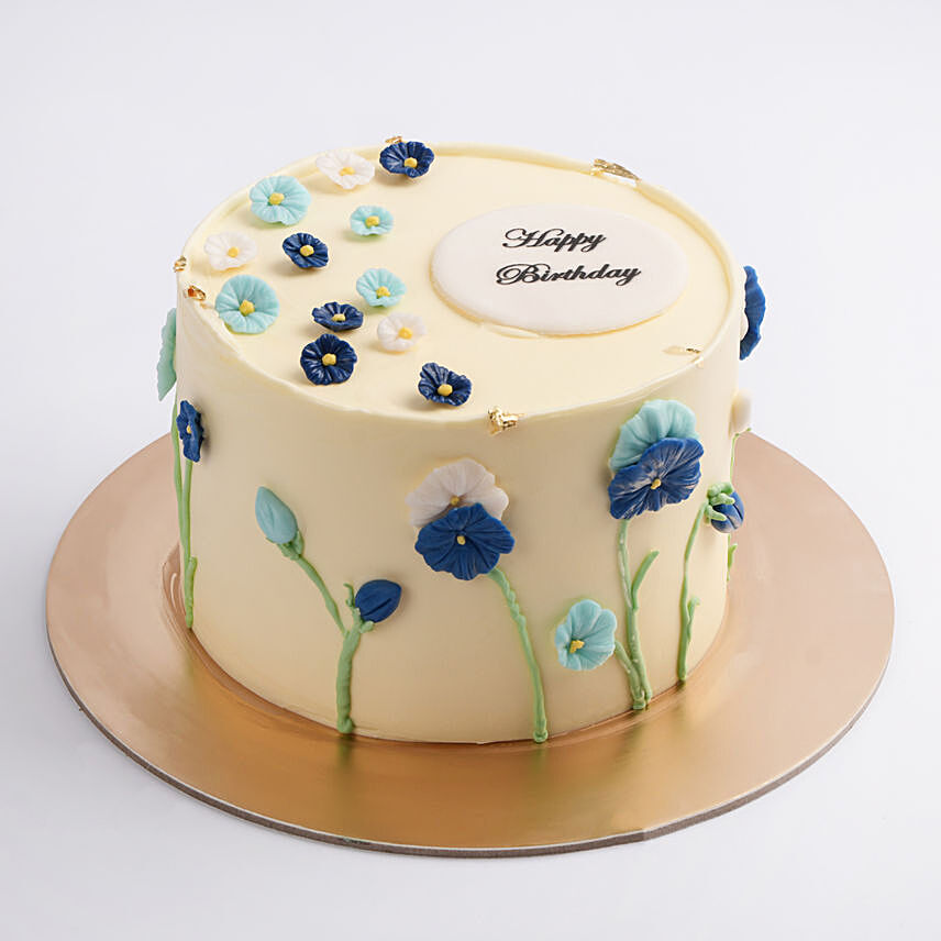 Delphinium Bloom Birthday Cake: Vanilla Cakes