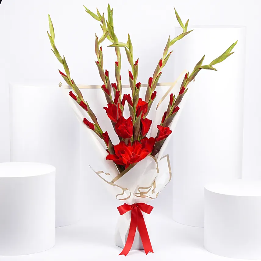 Red Gladiolus Bouquet: 