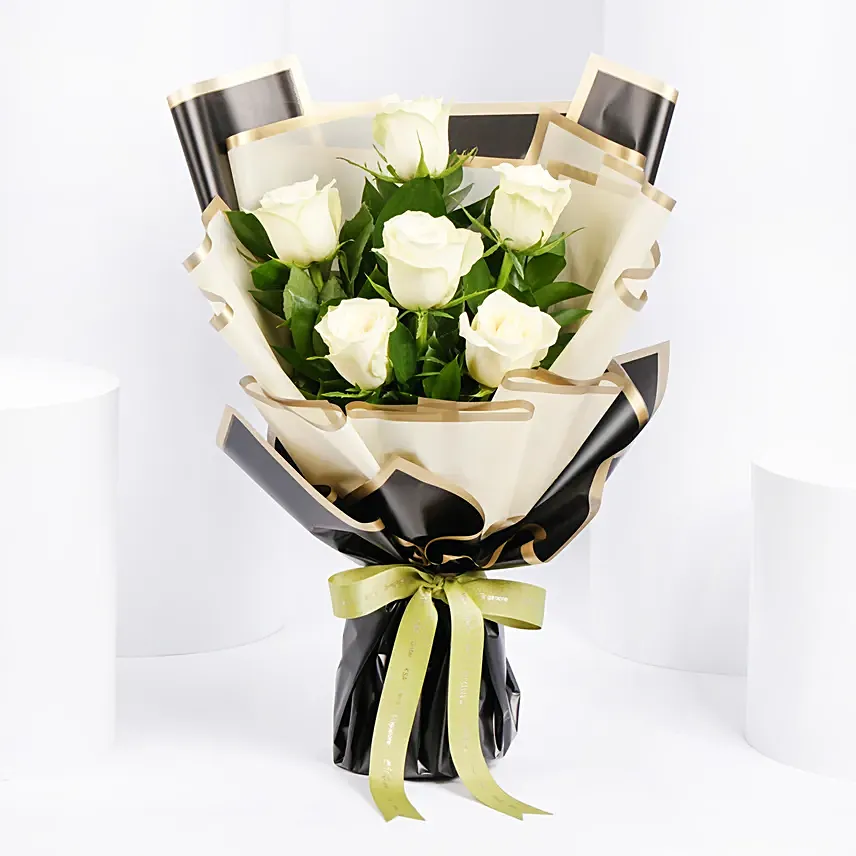 Bouquet Of White Roses: Birthday Flowers to Abu Dhabi