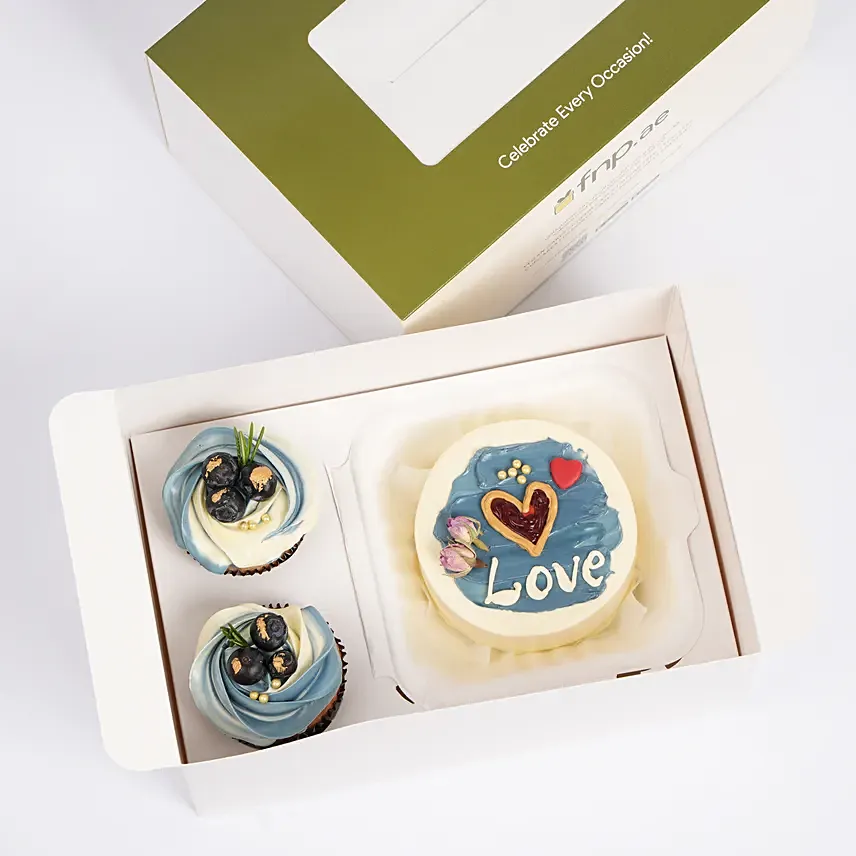 Heartfelt Bento Cake N Cupcake Duo: Cupcake Delivery