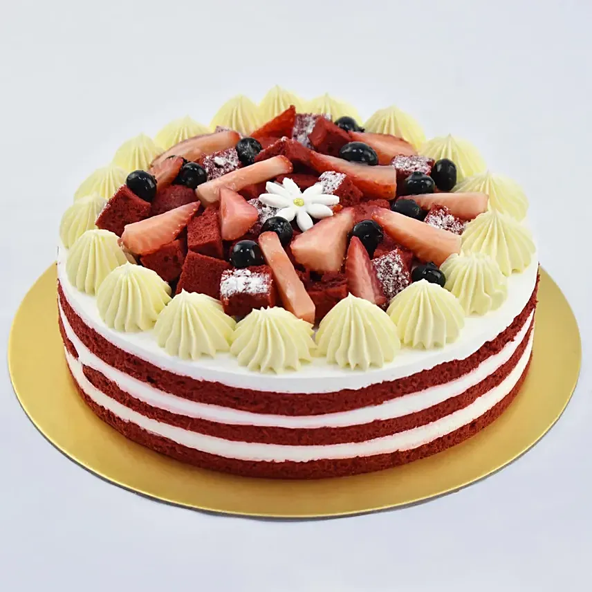 Red Velvet Cake with Fresh Fruit: Birthday Gifts for Employees