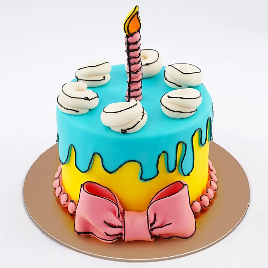 Drip and Bow Delight Cake: 1 year birthday cake