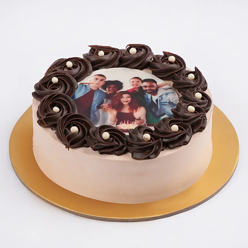 Sinful Chocolate Symphony Photo Cake: Cherish Milestones: Anniversary Photo Cakes