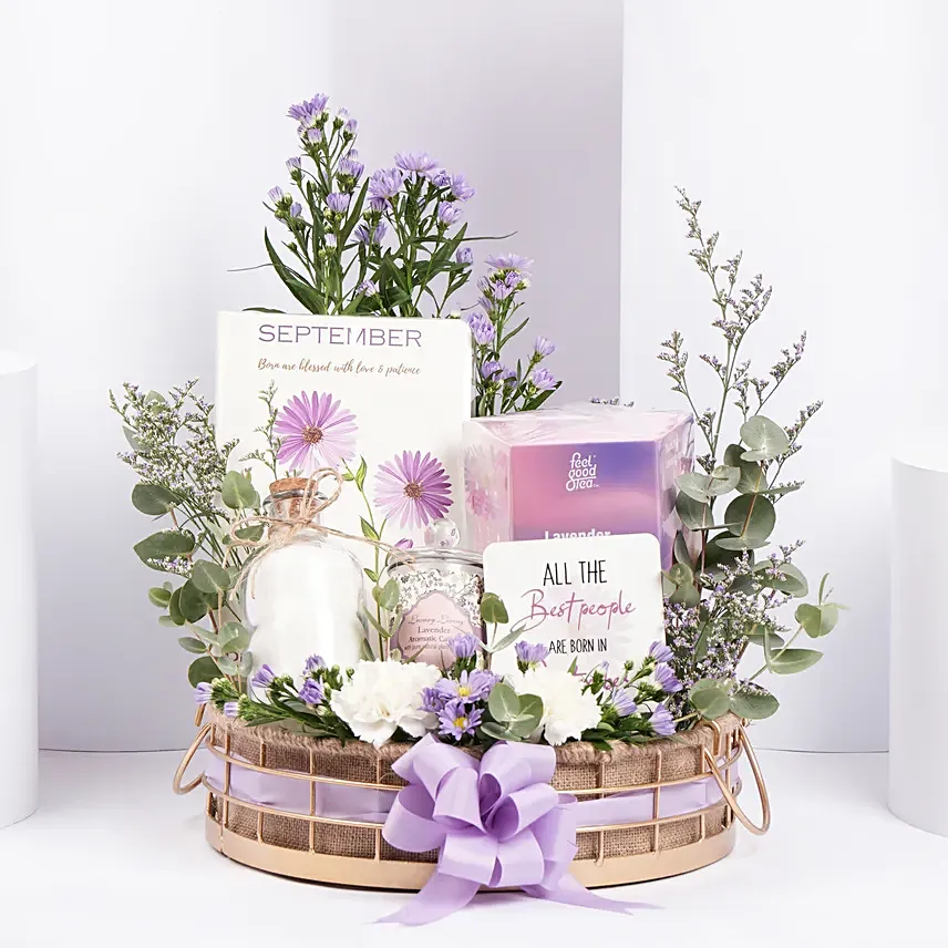 September Birthday Aster Flower Gift Hamper: Gift Hampers